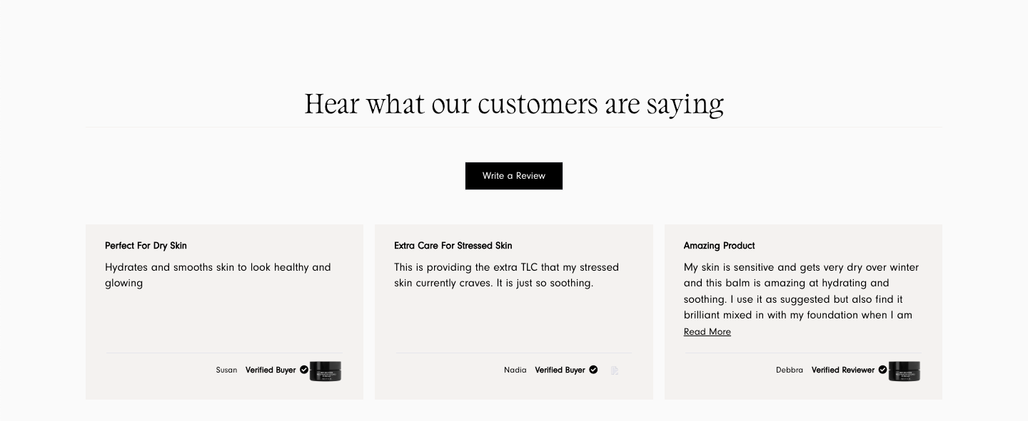 Review Section Customization for a Beauty Brand